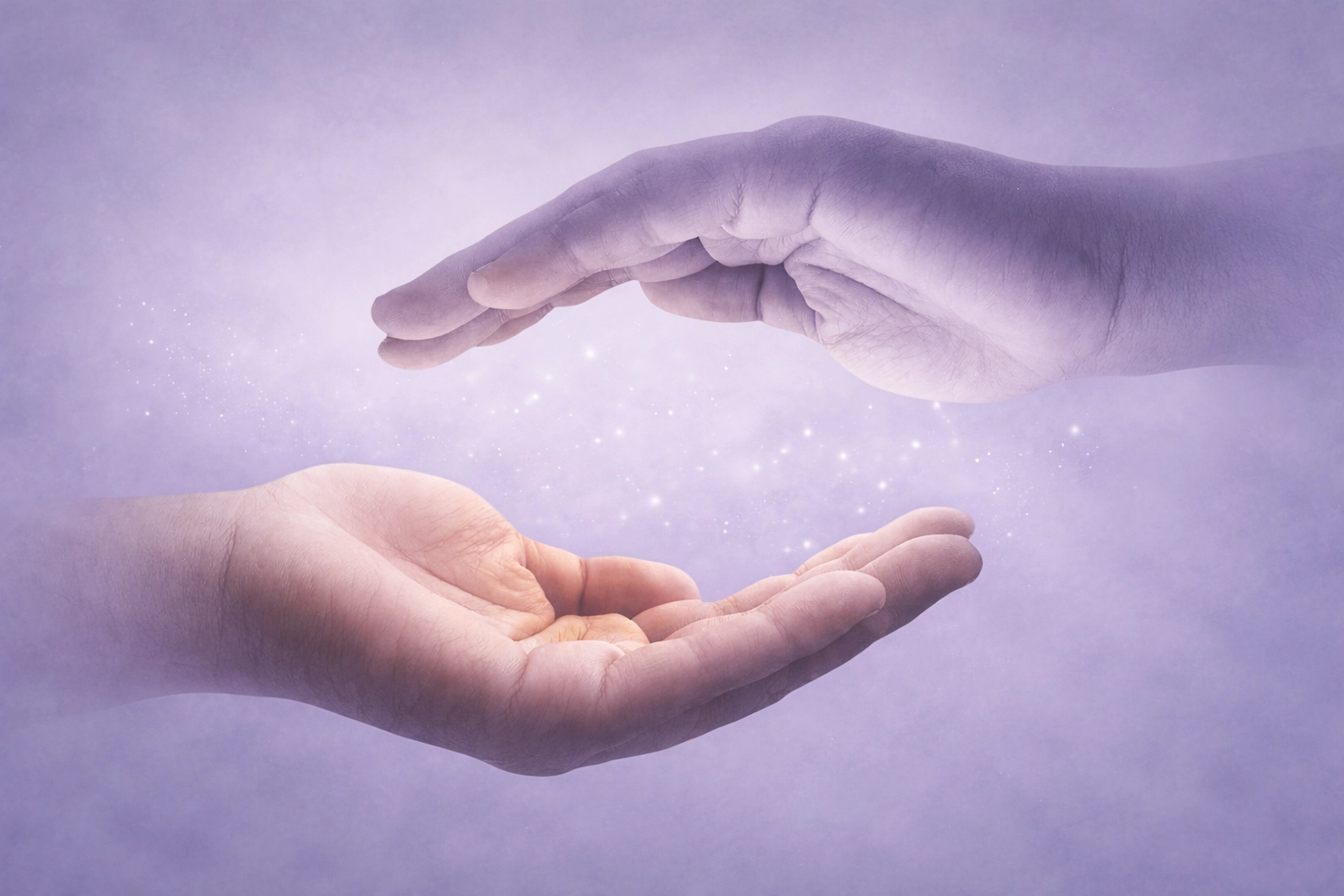 Ruce se dotýkají v jemném gestu
