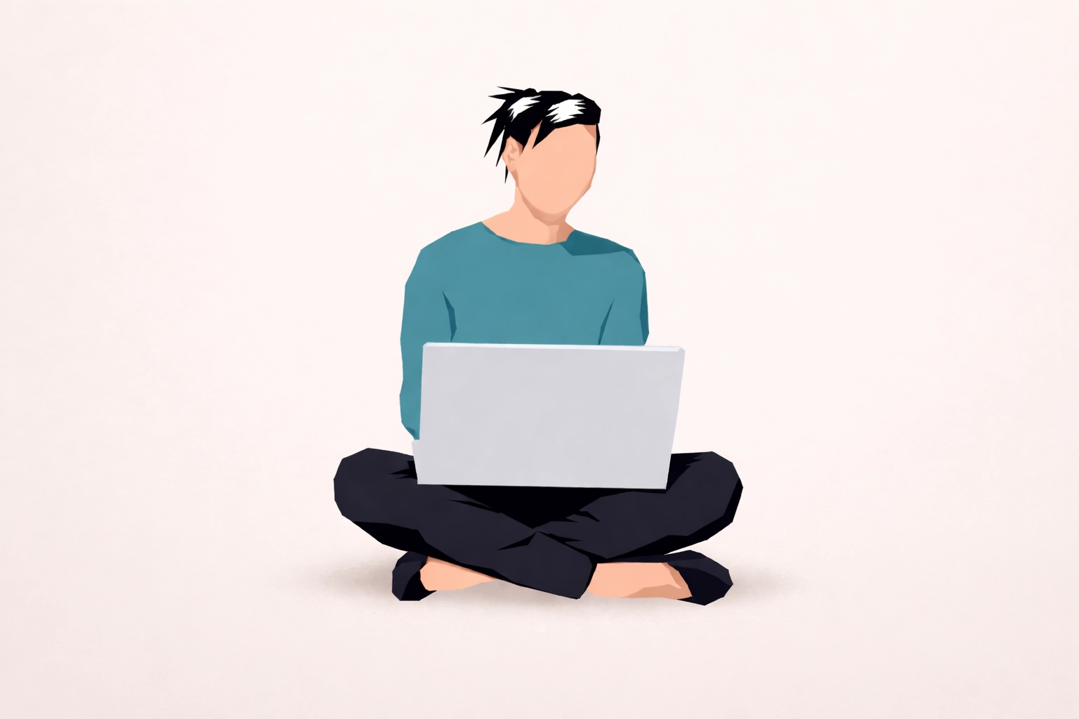 Online terapie – mladý člověk s laptopem